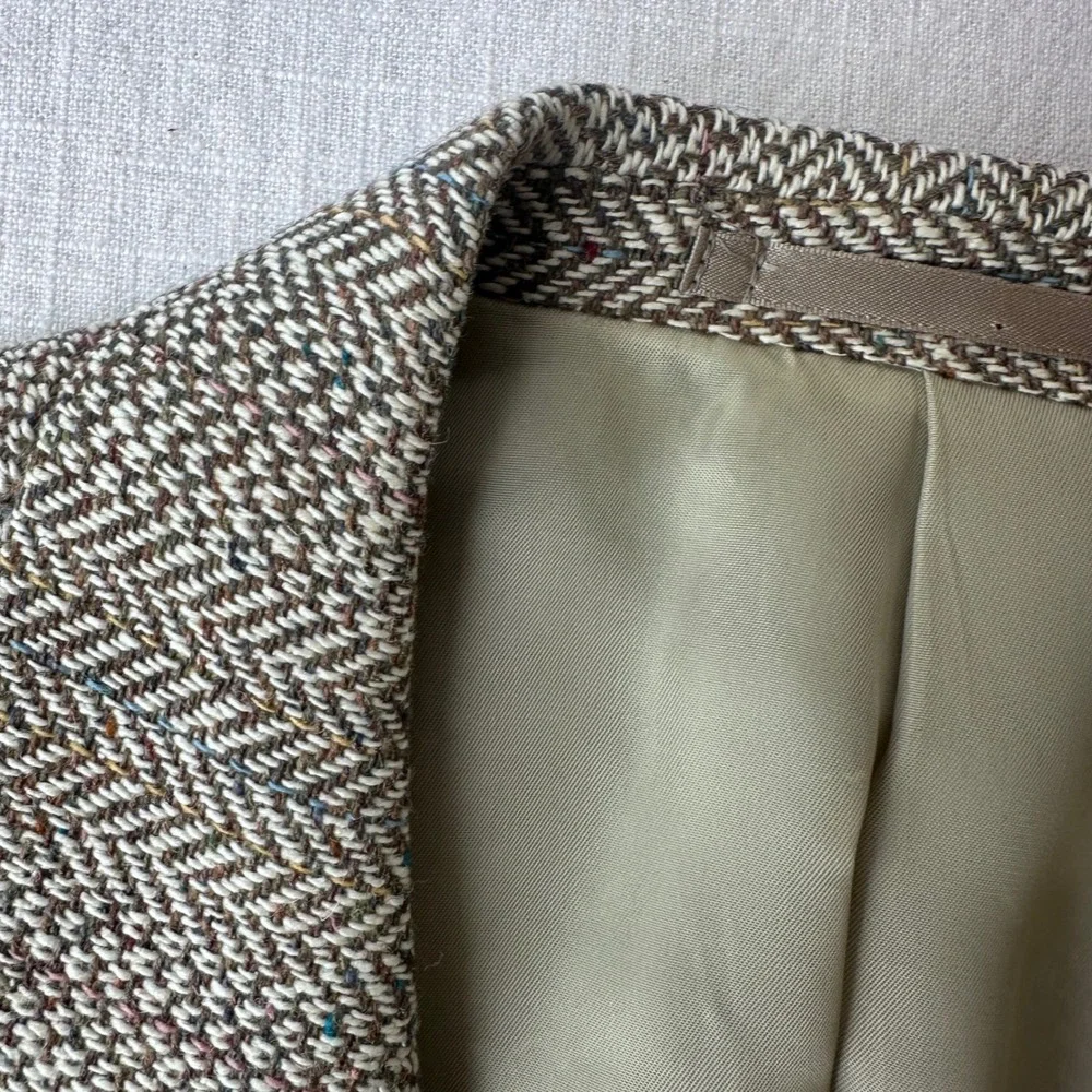 Vintage Macy's 90s Herringbone Wool Silk‎ Blazer Donegal Tweed Japan Men's 44R